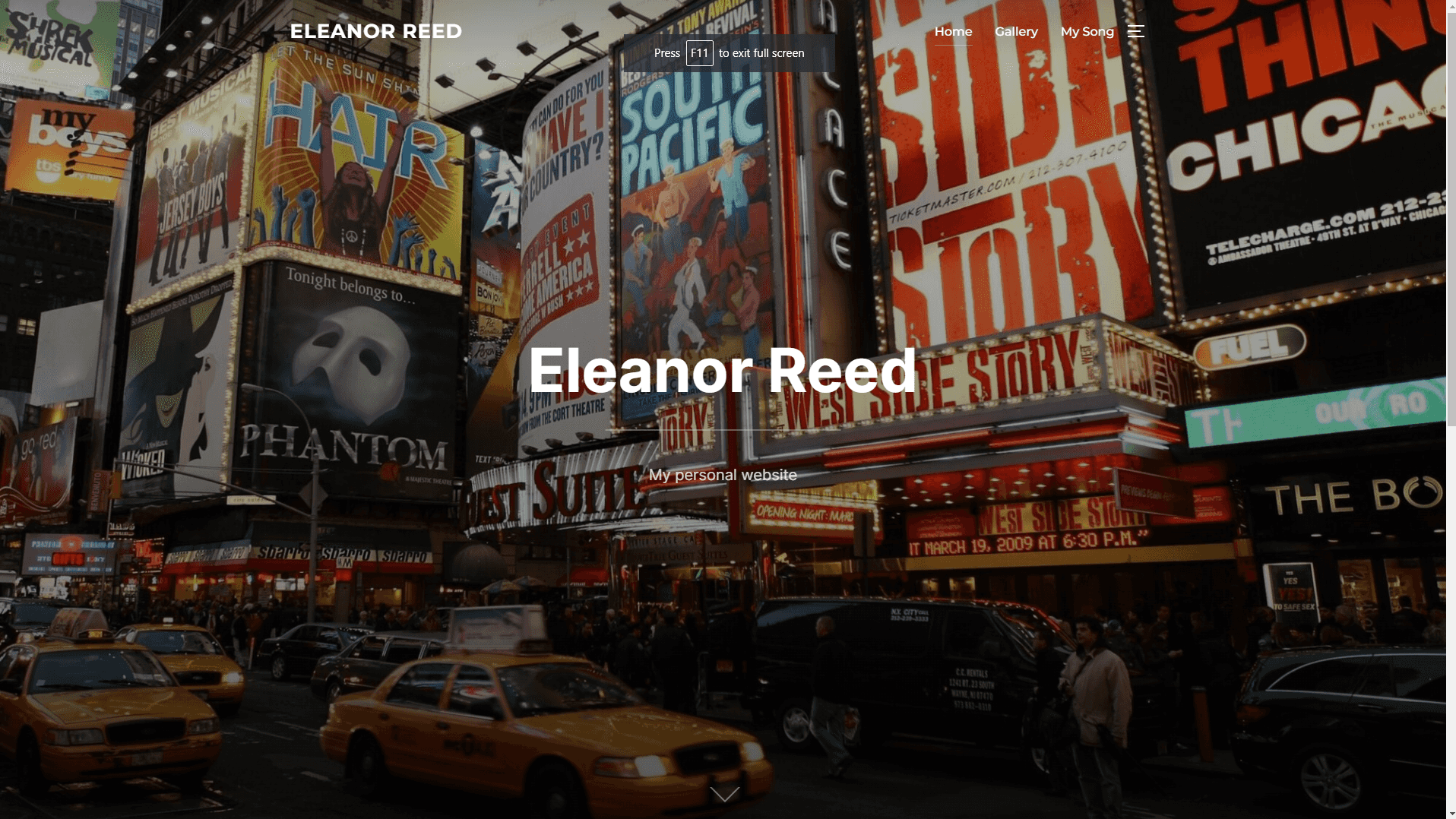 Title Eleanor Reed over Broadway play bills.