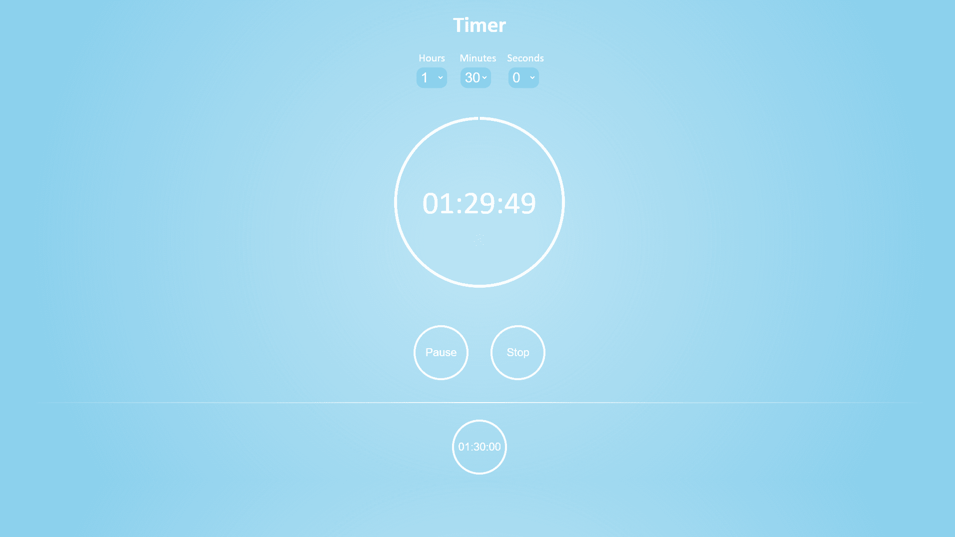 Timer on blue background.